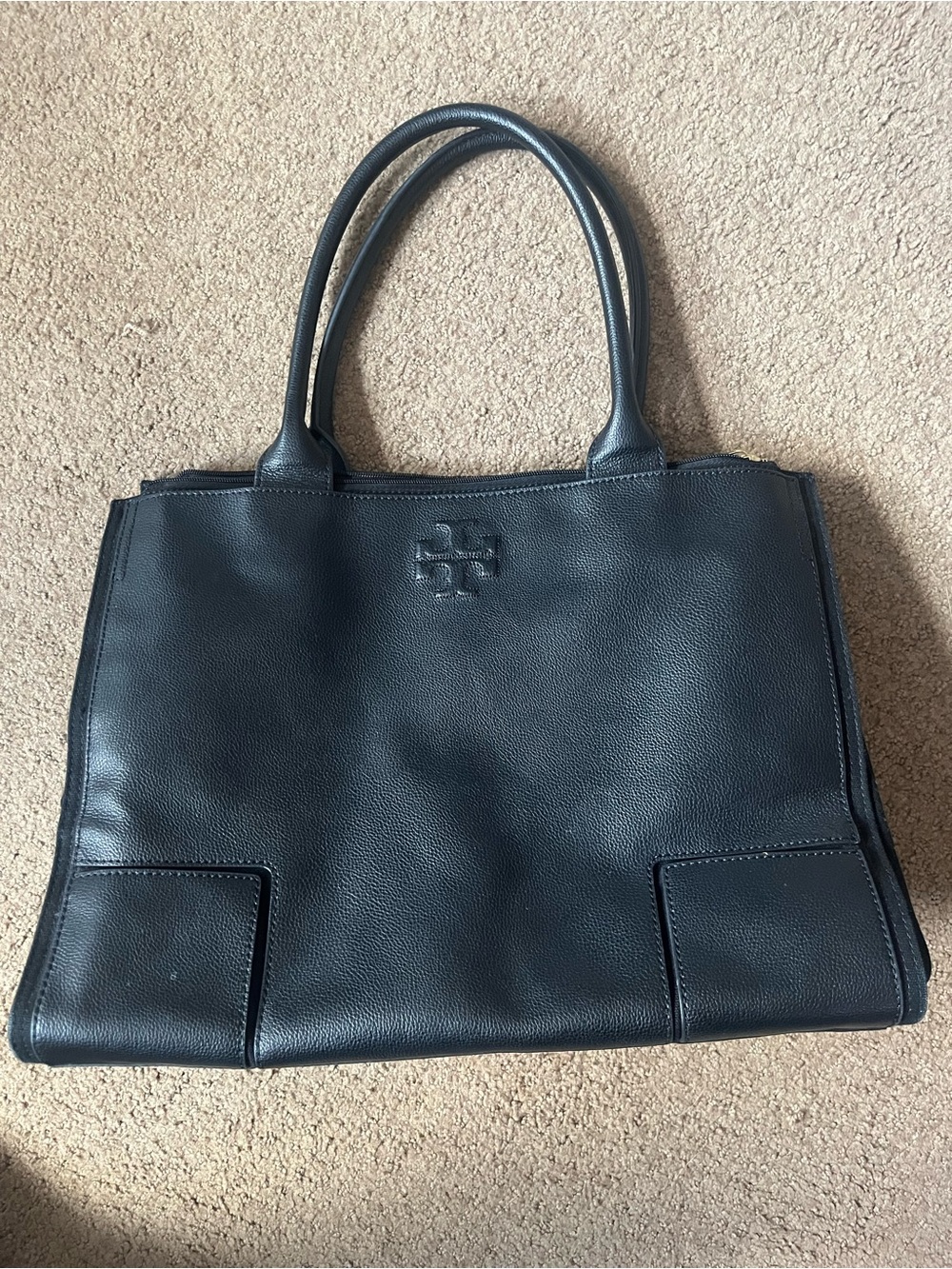 Tory Burch Black Leather Top-Handle Tote